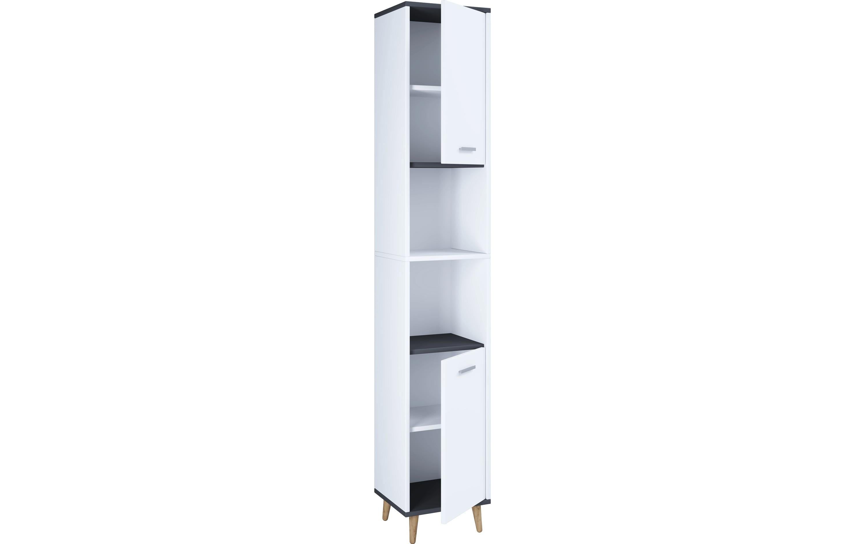 VCM Badschrank Landos Weiss 32 x 184 cm Metall, Mitteldichte Holzfaserplatte (MDF)