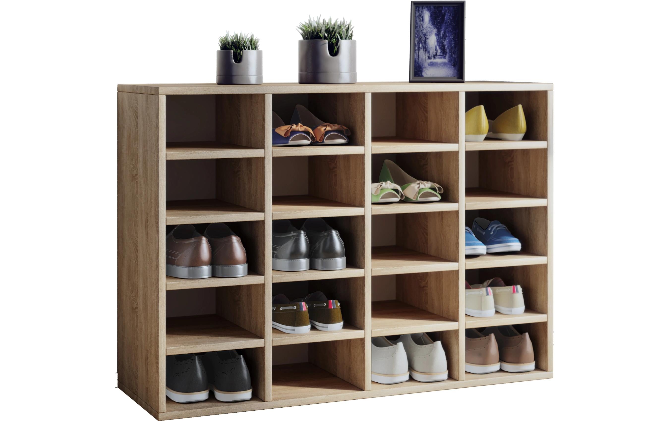 VCM Schuhschrank Hinsol L 20 Fächer Eiche
