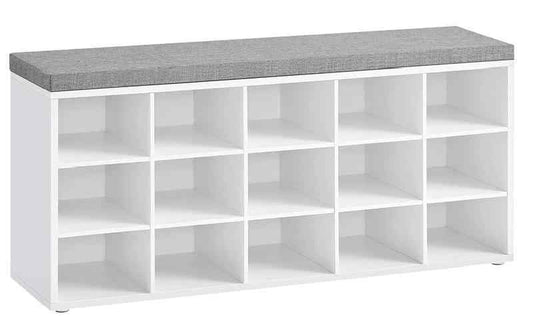 VASAGLE Schuhbank mit Polster 105 x 30 x 48 cm Weiss