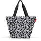 Reisenthel Shopper M in Grau mit schwarzem Leopardenmuster und Henkeln