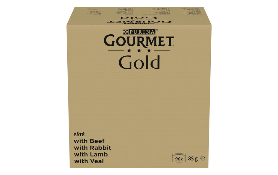 Gourmet Gold Feine Pastete Fleisch 96x85g Rind, Kaninchen, Lamm, Kalbfleisch