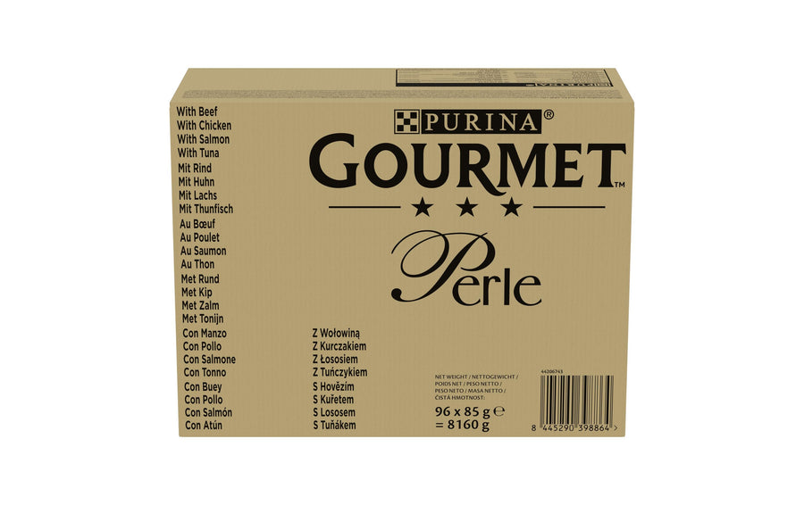 Gourmet Perle Fleisch&Fisch Sauce 96x85g Rind, Huhn, Lachs, Thunfisch
