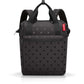 Reisenthel Rucksack Allrounder R, schwarz mit Ton-in-Ton-Punktemuster und Frontfach
