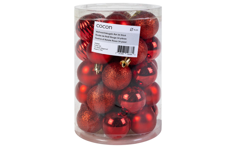COCON Weihnachtskugel 34 Stück, Rot