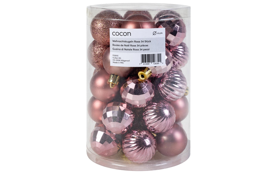 COCON Weihnachtskugel 34 Stück, Rosa