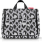 Reisenthel Kulturtasche mit Henkel, grau mit schwarzem Leopardenmuster und Klappe