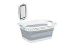relaxdays Faltbarer Wäschekorb 37 Liter, Grau
