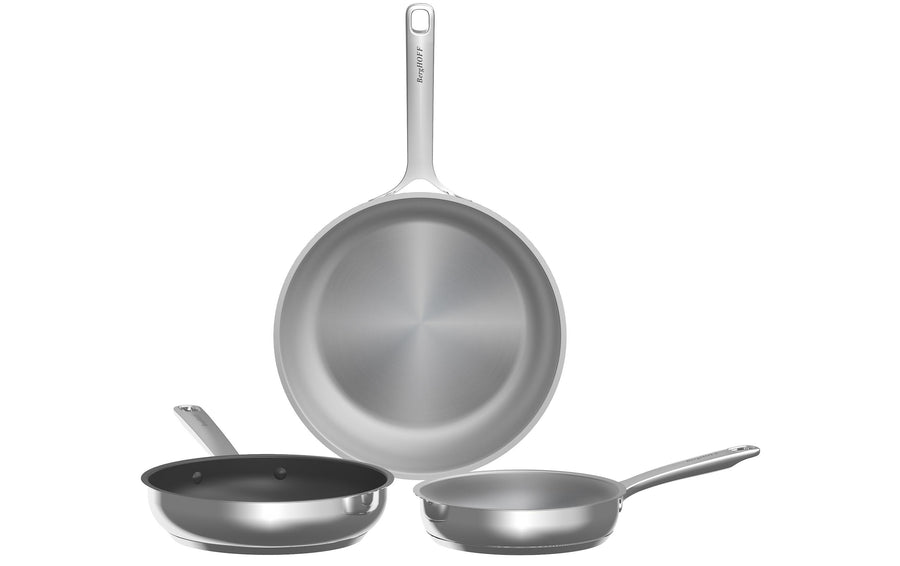 BergHOFF Pfannenset Pfannen-Set HELIX 3-teilig 28 cm Recycling Edelstahl