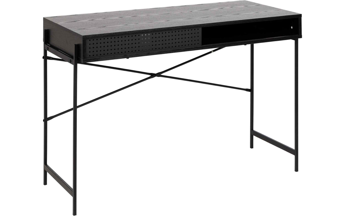 AC Design Bürotisch Angus schwarz 110x50x75 cm (LxBxH) Esche