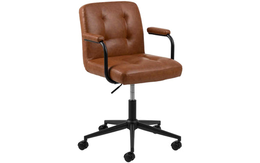 AC Design Bürostuhl Cosmo Leder Cognac mit Armlehnen und Bremsrollen