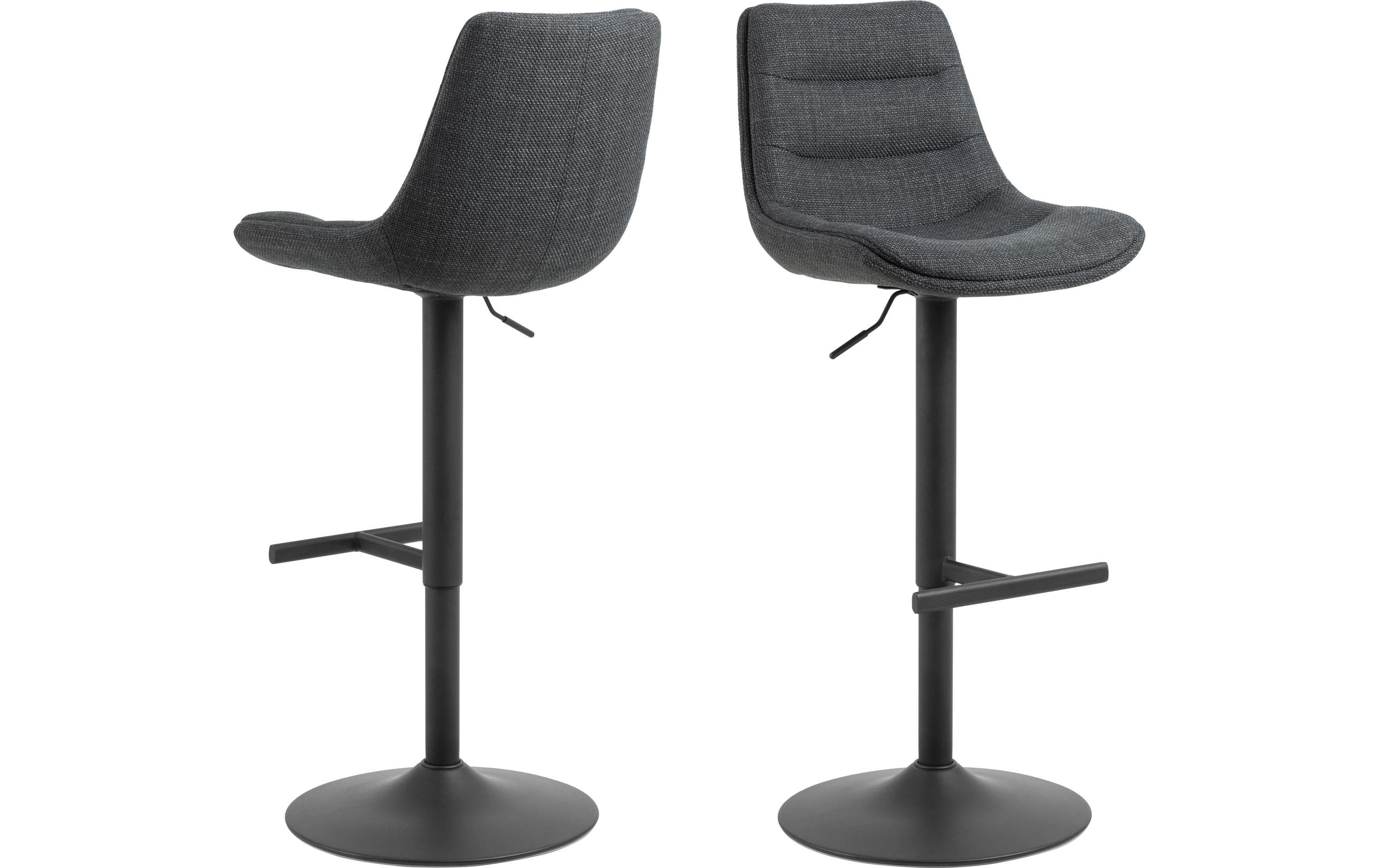 AC Design Barhocker Adisa 2 Stück, 47 x 95 cm, Dunkelgrau