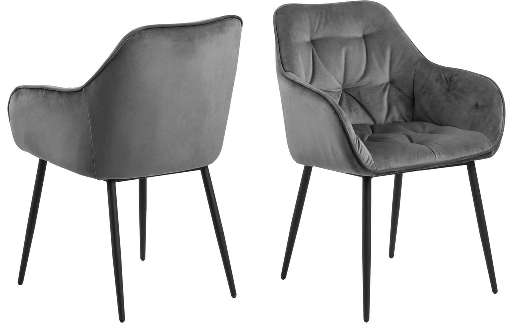 AC Design Esszimmerstuhl Brooke VIC 2 Stück Dunkelgrau/Grau