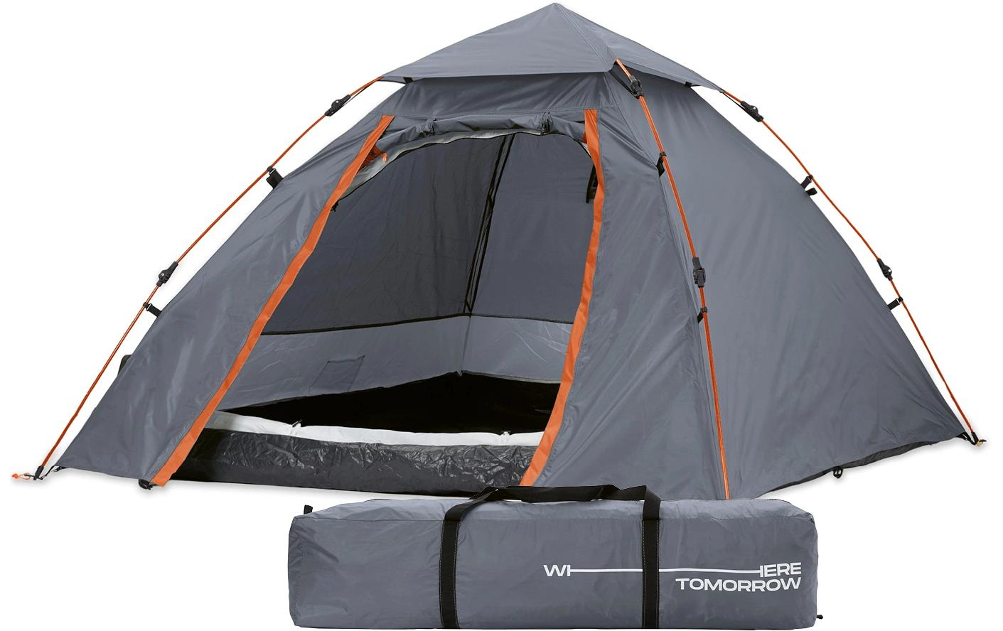 Where Tomorrow Kuppelzelt Grau Polyester für 3 Personen Sport & Freizeit > Camping > Zelte Where tomorrow