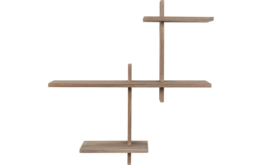 House Nordic Gavi Wandregal aus braunem Holz mit asymmetrisch angeordneten Ablageflächen