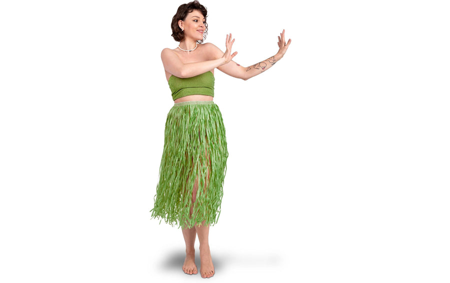 Partydeco Raffia Rock Hawaii Grün, 77 cm