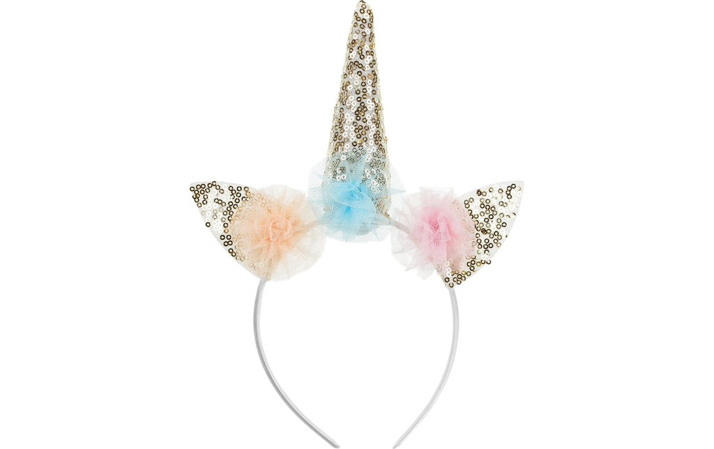 Partydeco Haarreif Einhorn mit Rüsche für Kinder