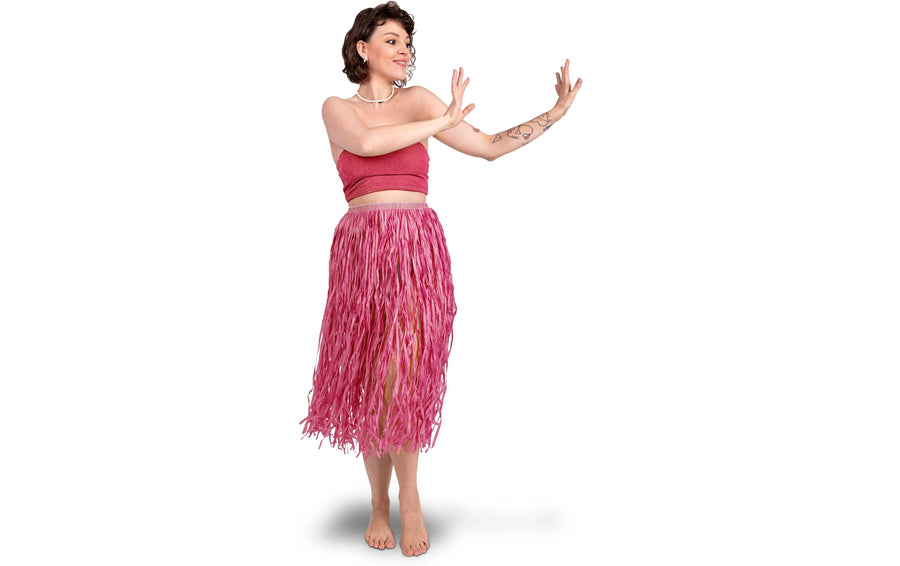 Partydeco Raffia Rock Hawaii Pink, 77 cm