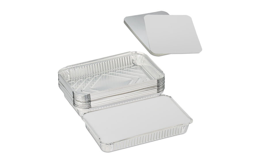 relaxdays Grillschalen Set 25er wiederverwendbar mit Deckeln 31,5x21 cm Grills & Feuerstellen relaxdays