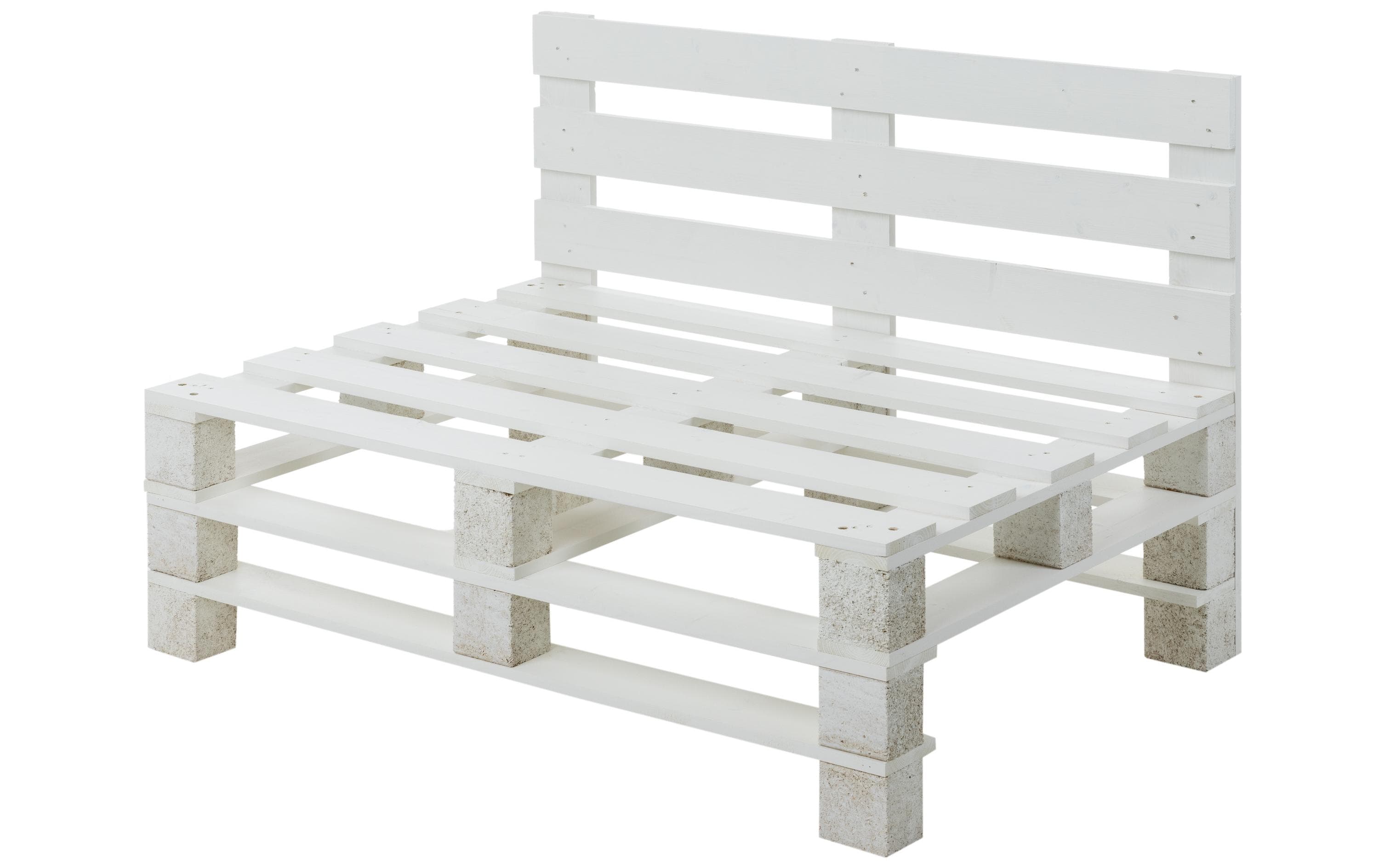 COCON Palettensofa Weiss Fichte/Tanne wasserabweisend 120x50/86x80cm Garteneinrichtung COCON