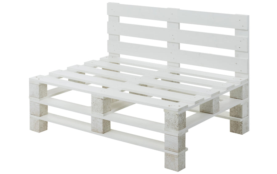 COCON Palettensofa Weiss Fichte/Tanne wasserabweisend 120x50/86x80cm Garteneinrichtung COCON