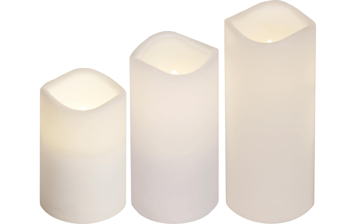 LED Kerzen Paul 3er Set Outdoor Weiss 18cm