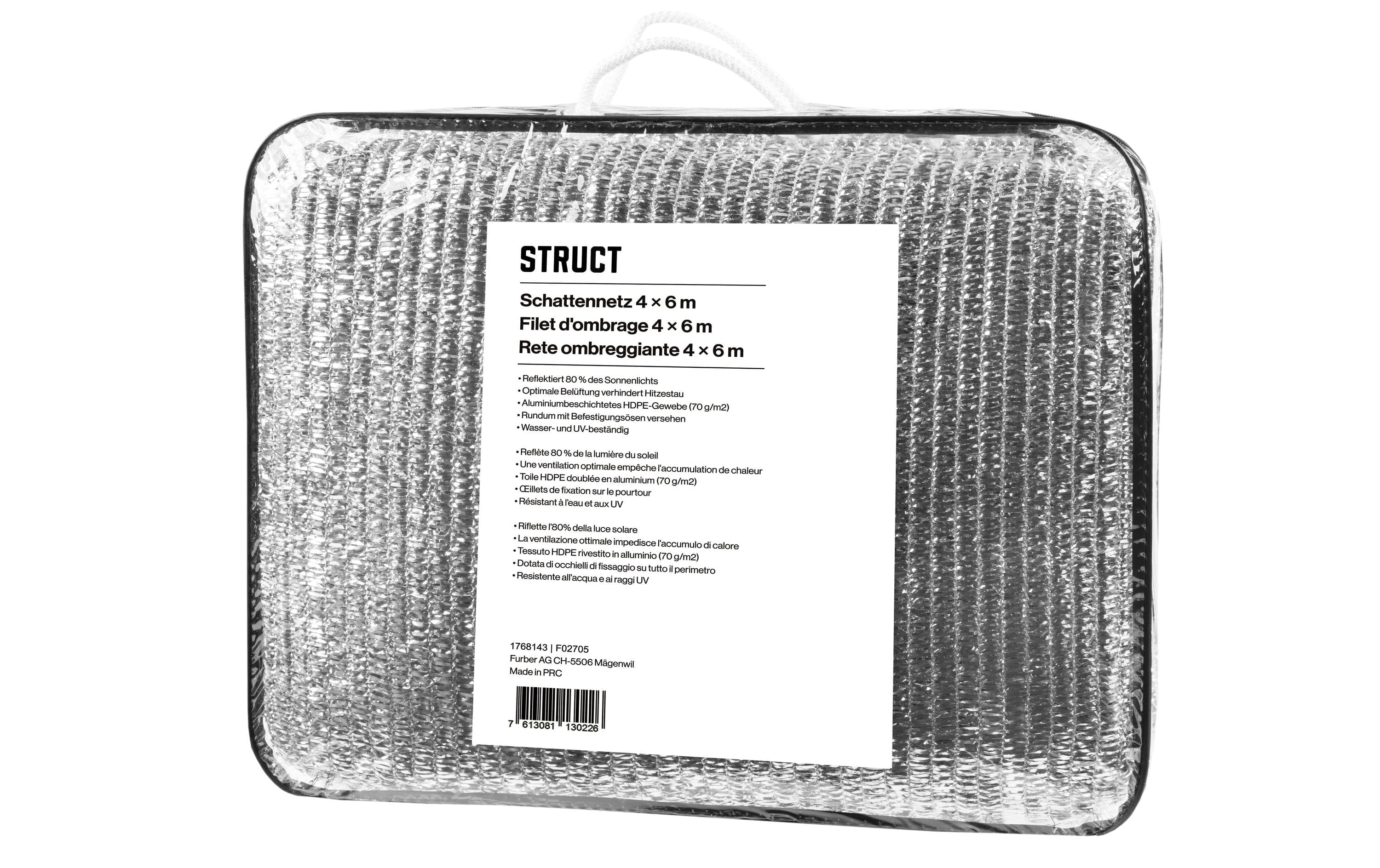 STRUCT Aluminium Schattennetz Grau 4 x 6 m - effektiver Sonnenschutz Sport & Freizeit > Freizeit > Zubehör STRUCT