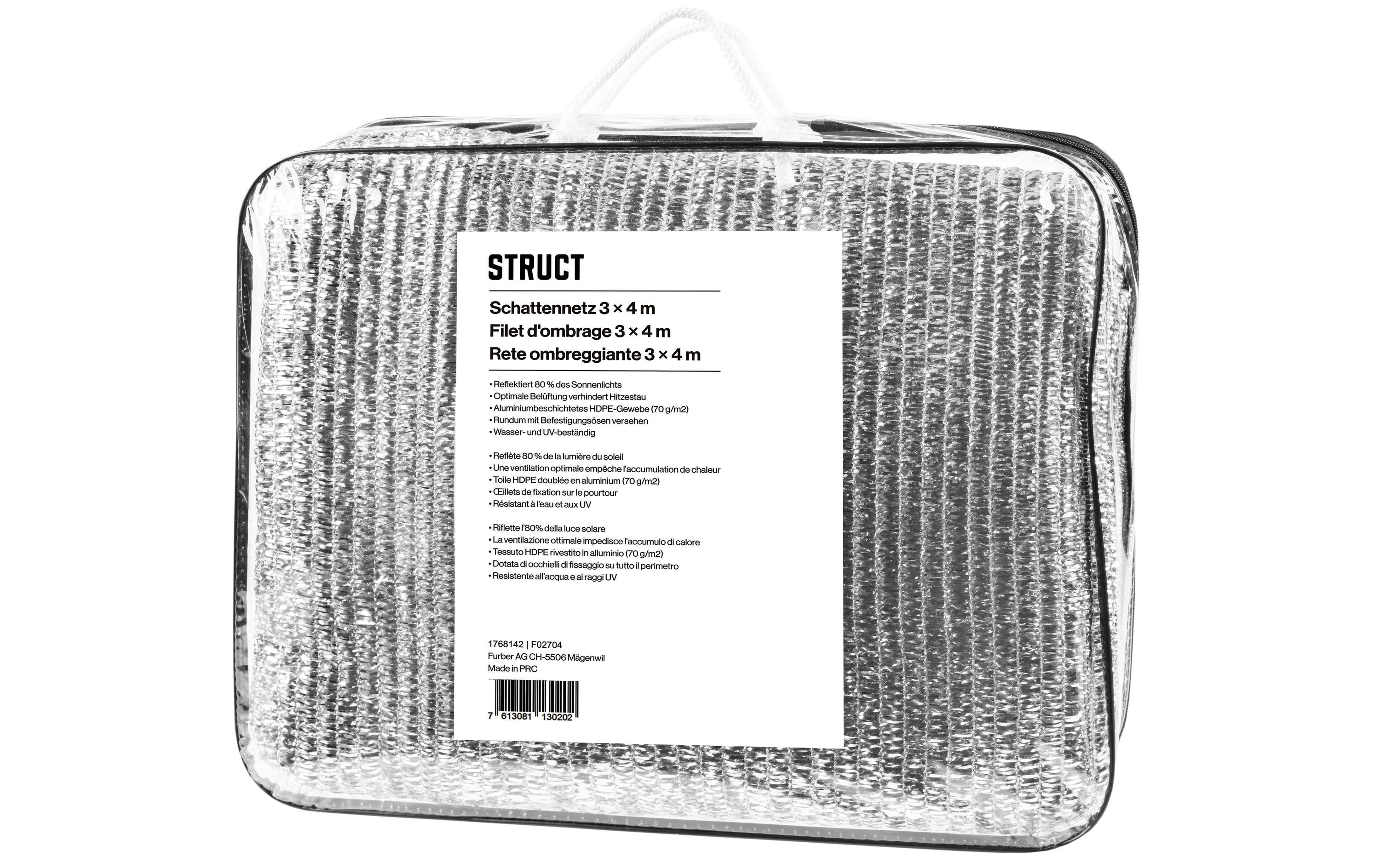 STRUCT Schattennetz Aluminium Grau 3 x 4 m UV-Schutz Sport & Freizeit > Freizeit > Zubehör STRUCT