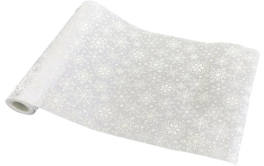 Dameco Dekostoff Schneeflocken 36 x 300 cm, Weiss