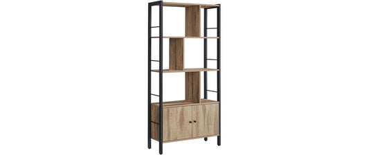 VASAGLE Wohnregal 74 x 154.5 x 30 cm Eichenbraun/Schwarz