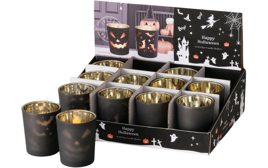 Boltze Teelichthalter Halloweeny 6.7 x 5.5 cm, Glas