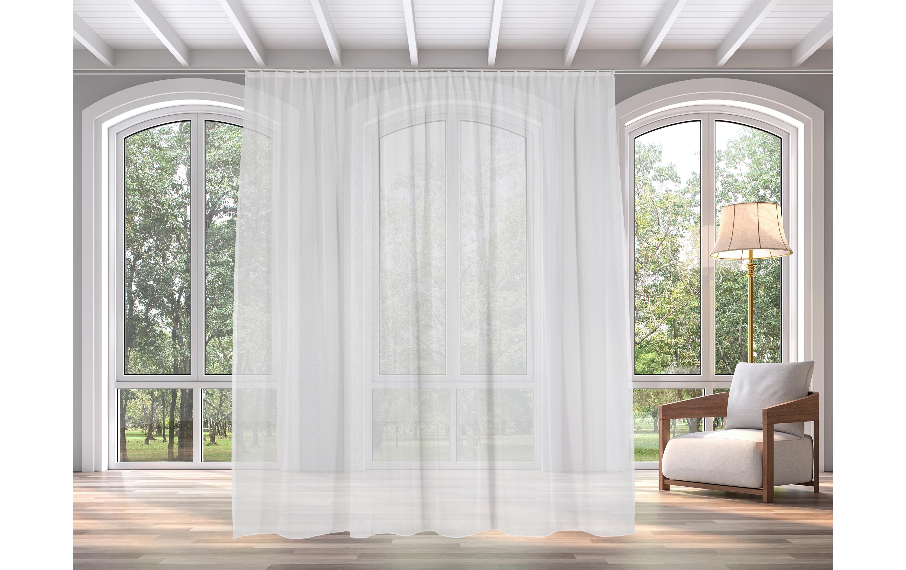 Casa Leon Tagesvorhang 450x245 cm, Weiss mit Faltenband ,30° waschbar, Polyester