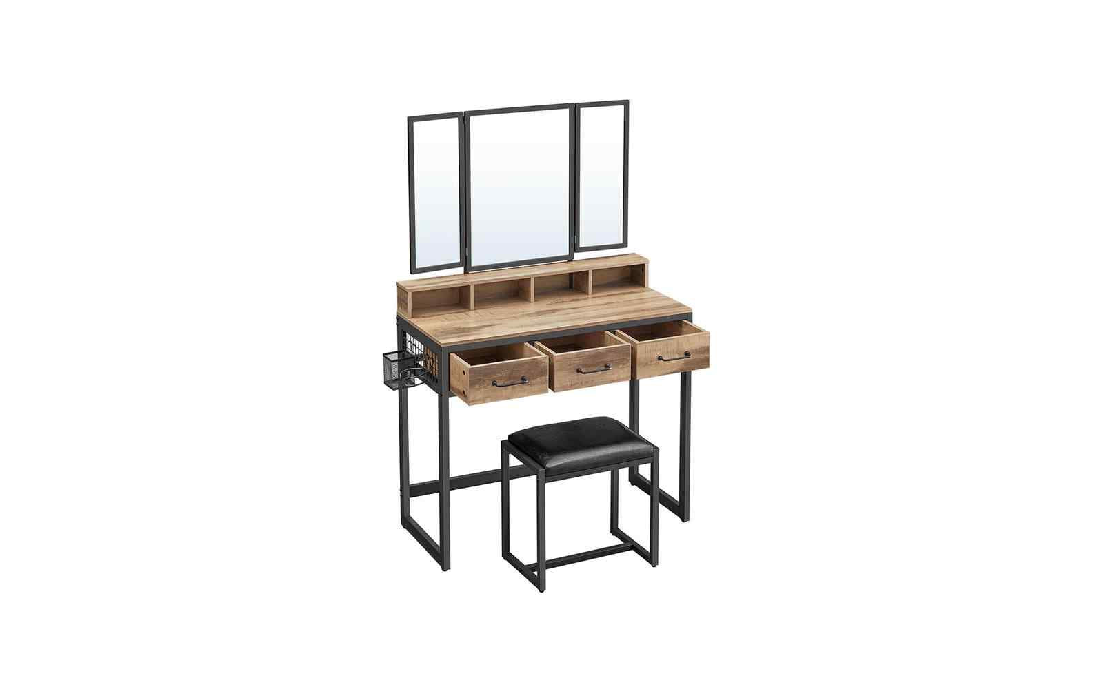 Vasagle Schminktisch mit Hocker&Spiegel 40x90x141 cm