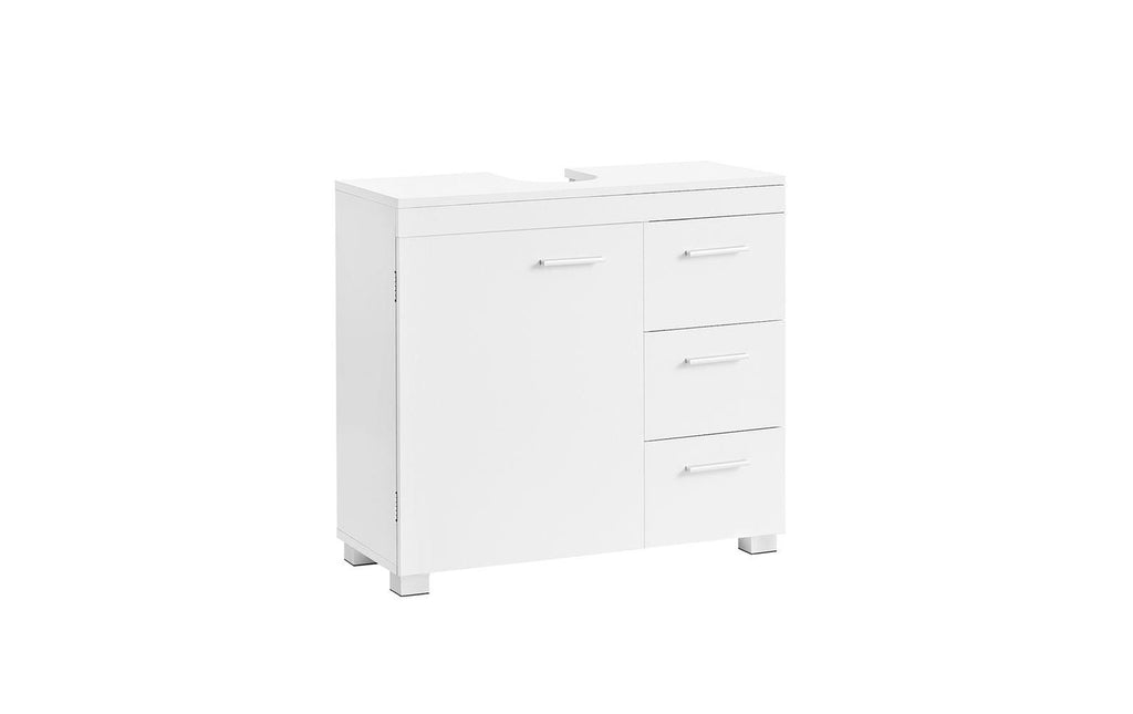 Vasagle Waschbeckenunterschrank Weiss 70x30x64 cm Mitteldichte Holzfaserplatte (MDF), Grundmaterial: Holz