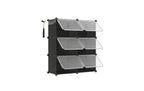 Songmics Schuhboxen stapelbar, 12er Set Transparent/Schwarz