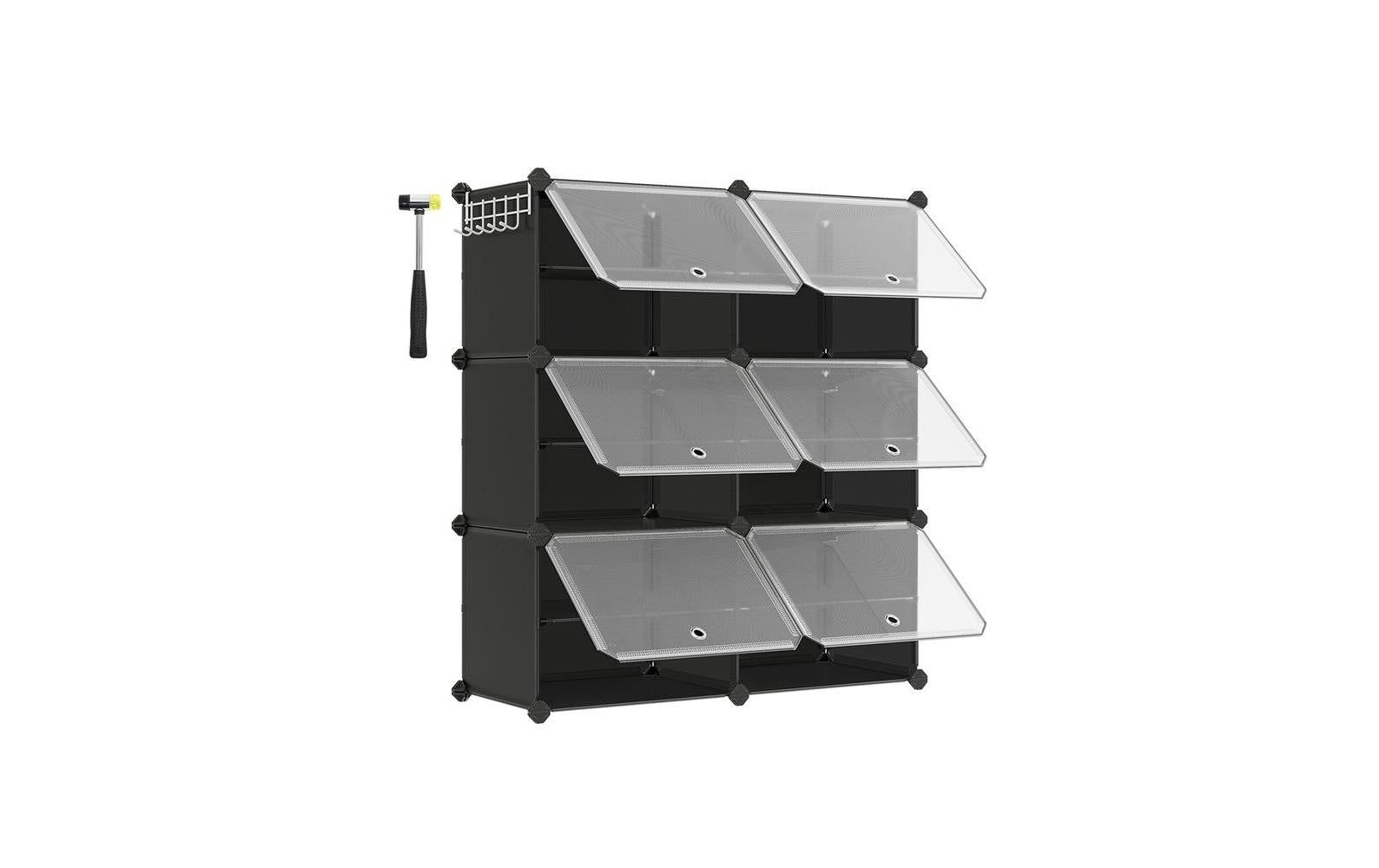 Songmics Schuhboxen stapelbar, 12er Set Transparent/Schwarz