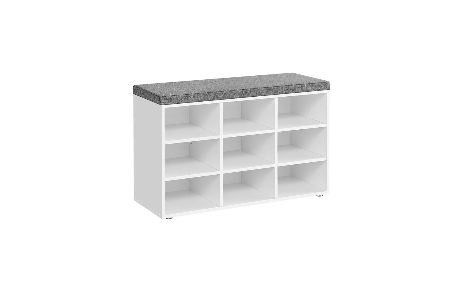 Vasagle Schuhschrank mit Polster, Holz Weiss/Grau