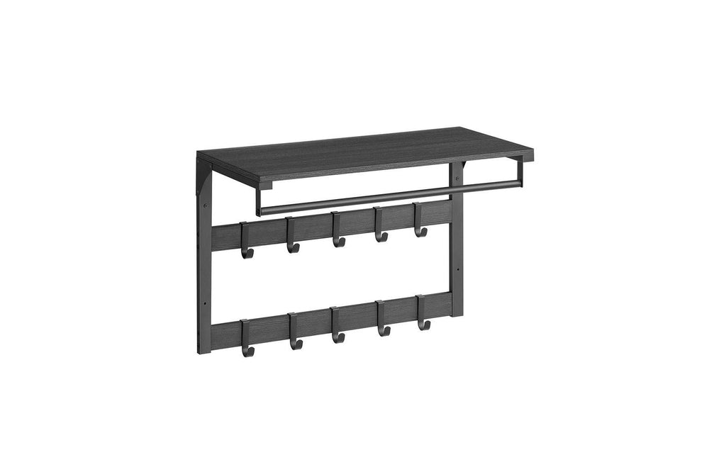 Vasagle Garderobe Ablage und 10 Haken Schwarz