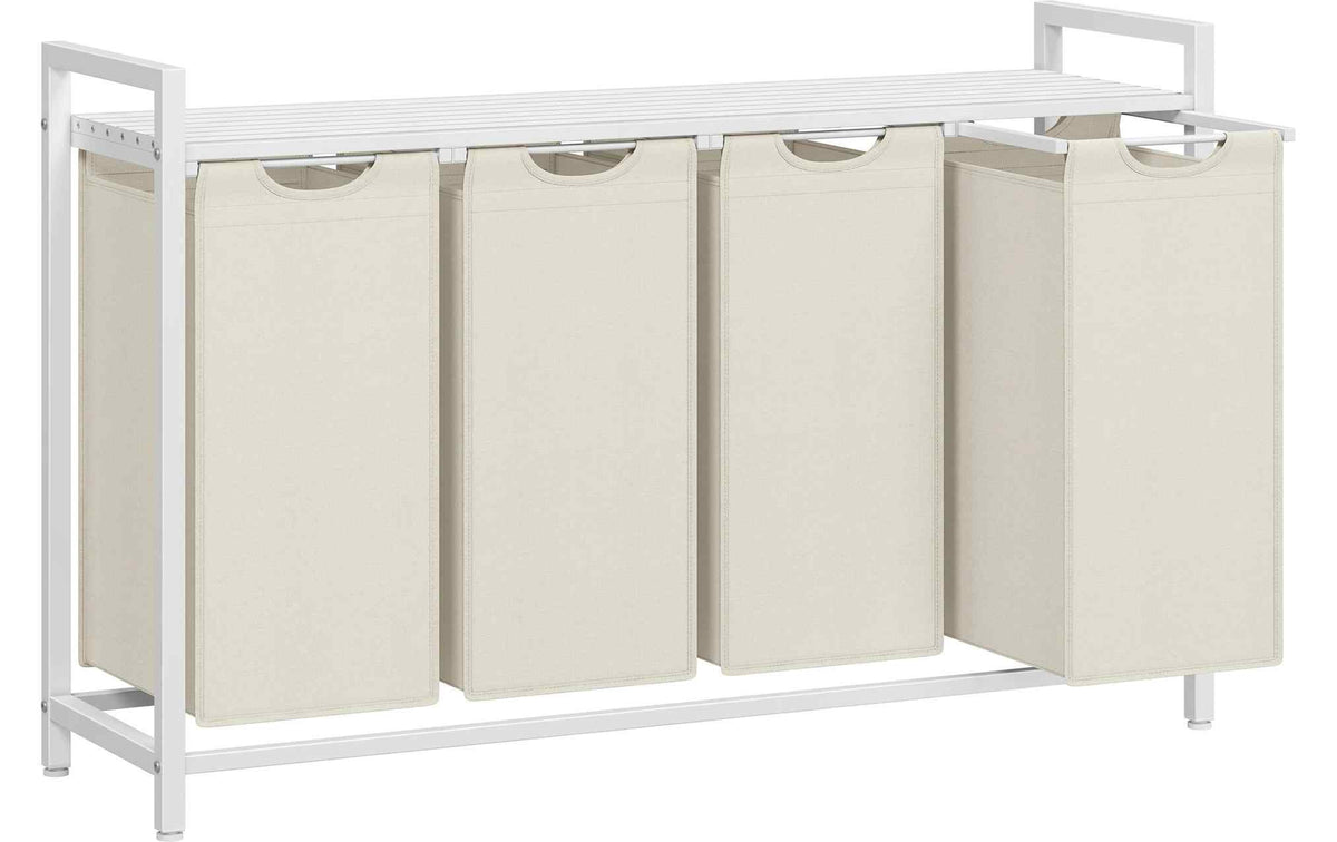 VASAGLE Wäschekorb mit Ablage 140 l, Crème