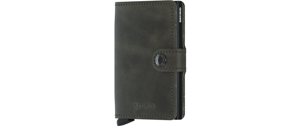 SECRID Miniwallet aus dunkelgrauem Leder mit Druckknopfverschluss