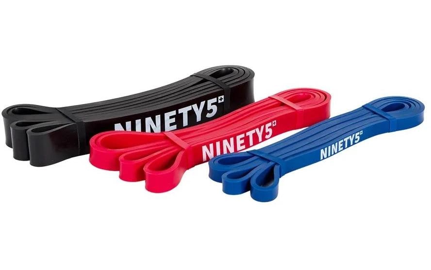 Fitcom Widerstandsband Set Gummi Rot Blau Grün Schwarz Gelb - 5 Widerstandsstufen Sport & Freizeit > Fitness > Zubehör Fitcom