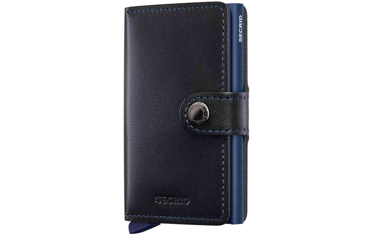 SECRID Miniwallet in Dunkelblau mit blauen Nähten und Kartenetui