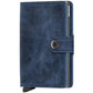 SECRID Miniwallet aus dunkelblauem Leder mit sichtbarer Maserung und Druckknopf