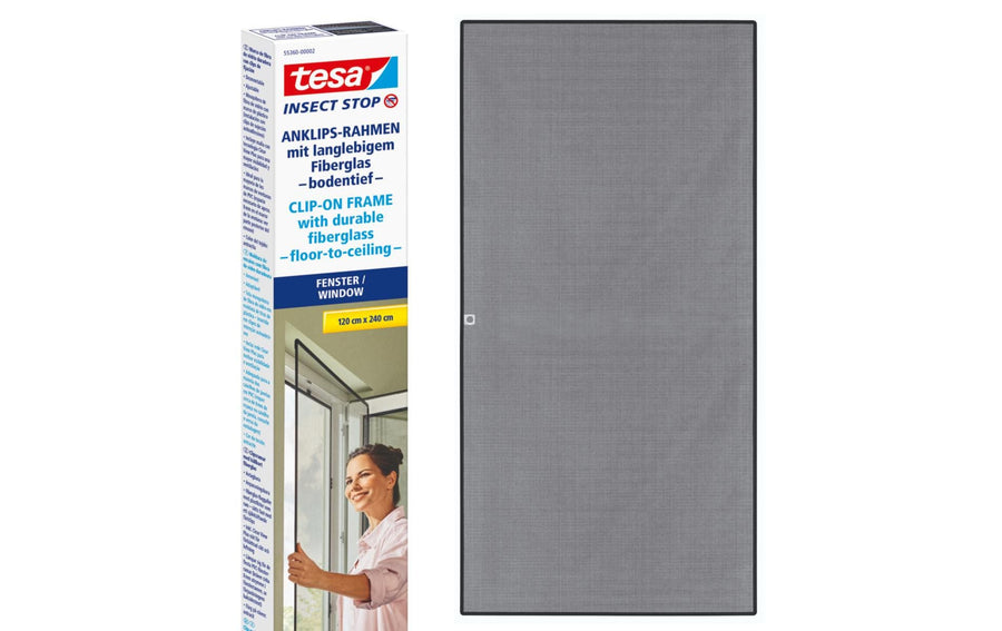 Insektenstopp Clip-On Fliegengitter Anthrazit 1,2 m x 2,4 m Garteneinrichtung tesa