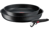 Tefal Ingenio Black Stone Pfannenset mit zwei schwarzen Pfannen und abnehmbarem Griff