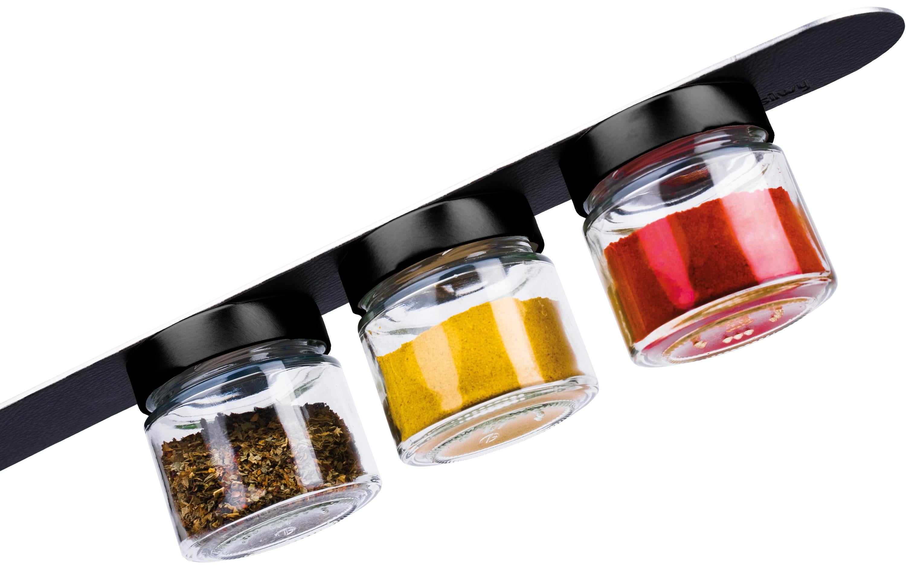 Silwy Feinkost-Magnetgläser-Set, 0.125 l, Transparent/Schwarz