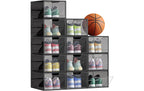 Songmics Schuhboxen stapelbar, 12er Set Schwarz