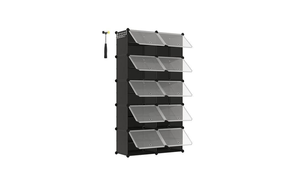 Songmics Schuhboxenfür 40 Schuhe Schwarz