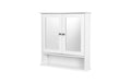 Vasagle Badezimmer Wandschrank, Weiss mit Weiss 56.5x13x58.6 cm Glas, Mitteldichte Holzfaserplatte (MDF)