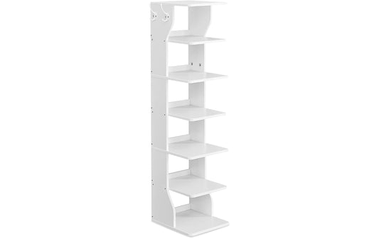 VASAGLE Schuhregal mit 5 Ablagen, 26.4 x 30 x 110.4 cm, Weiss