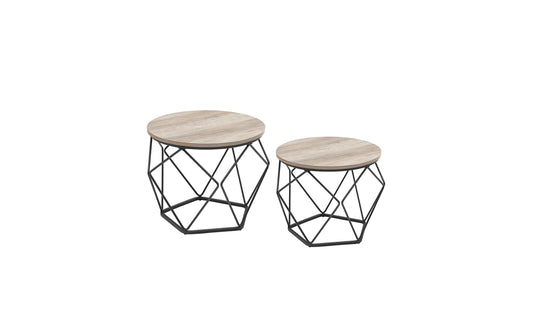 VASAGLE Couchtisch-Set 50 x 40,6 cm, Grau/Schwarz, 2er Set